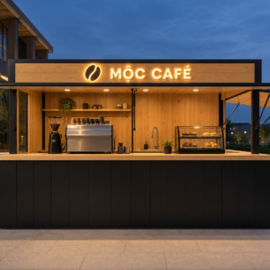Kiot bán cafe Mẫu 02 – phối cảnh tham khảo mặt trước