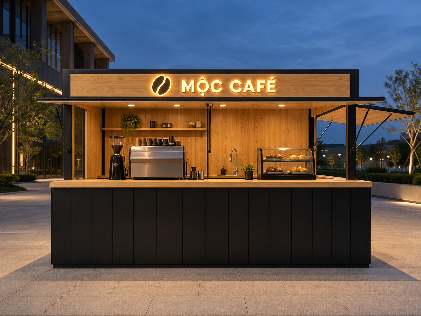 Kiot bán cafe Mẫu 02 – phối cảnh tham khảo mặt trước