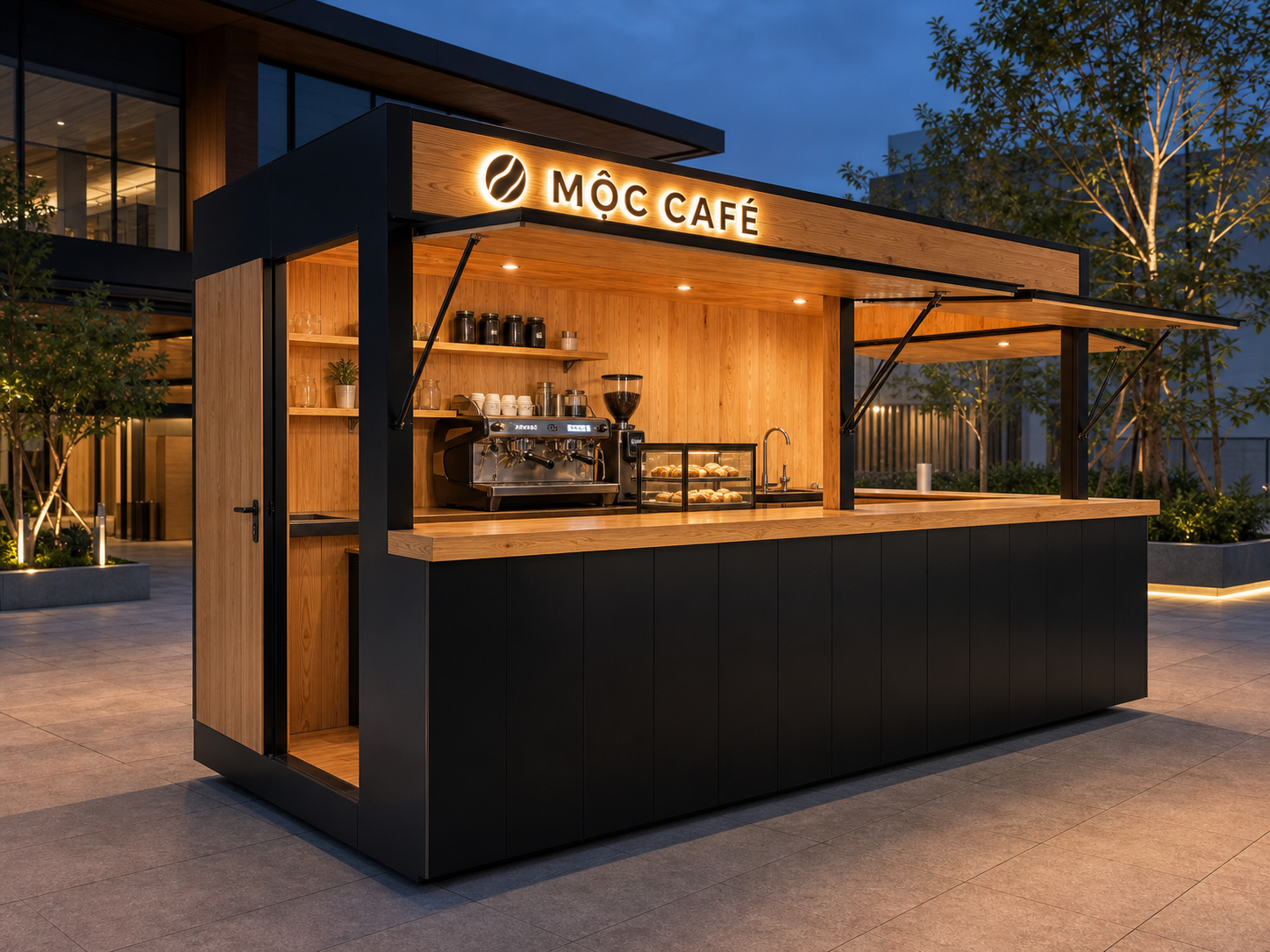 Kiot bán cafe Mẫu 02 – phối cảnh tham khảo góc bên