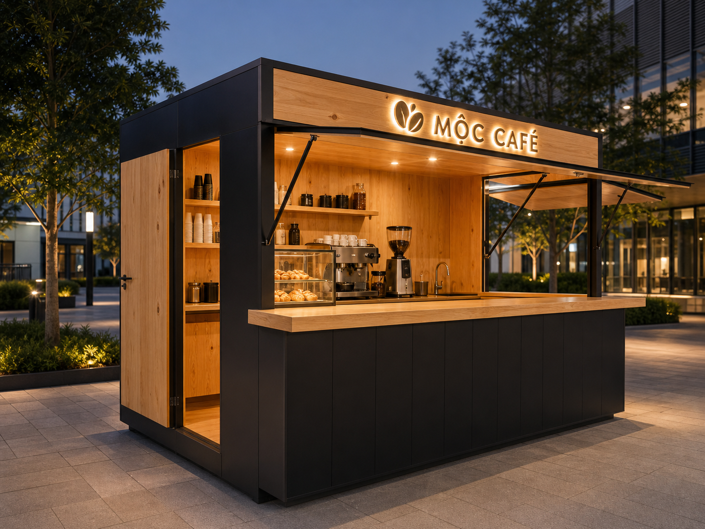 Kiot bán cafe Mẫu 02 – phối cảnh tham khảo góc trái