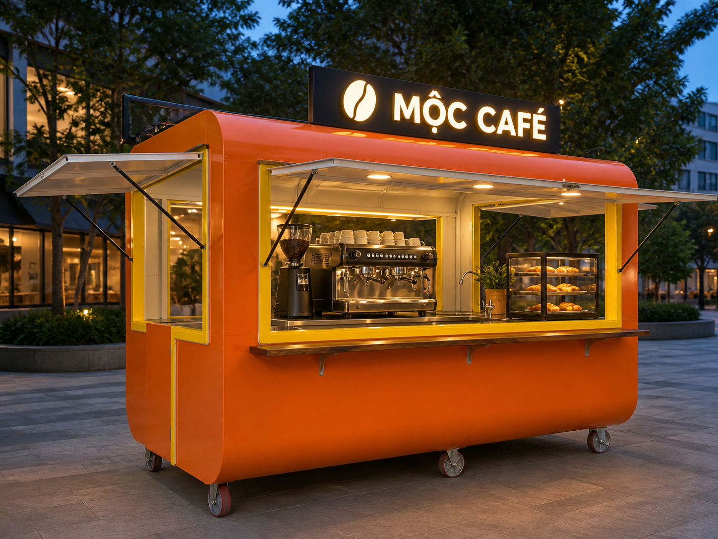 Xe bán cafe Mẫu 03 – phối cảnh tham khảo góc trước trái