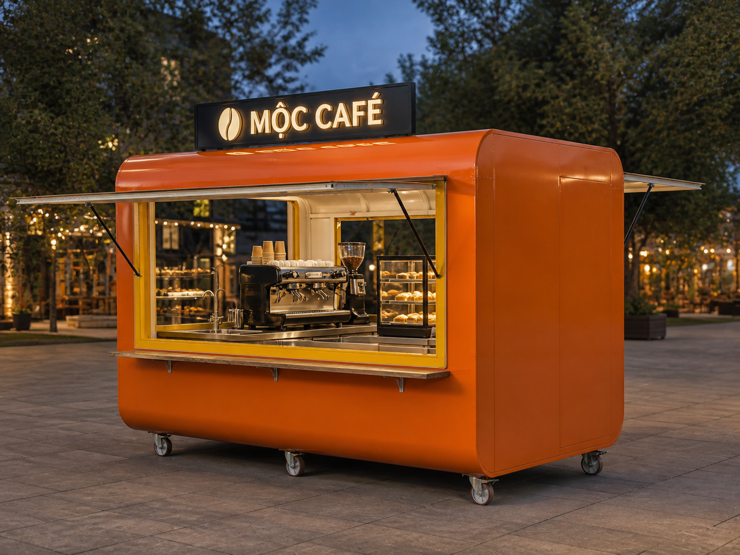 Xe bán cafe Mẫu 03 – phối cảnh tham khảo góc sau phải