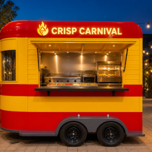 Xe bán đồ ăn di động Mẫu 10 – phối cảnh CRISP CARNIVAL chính diện