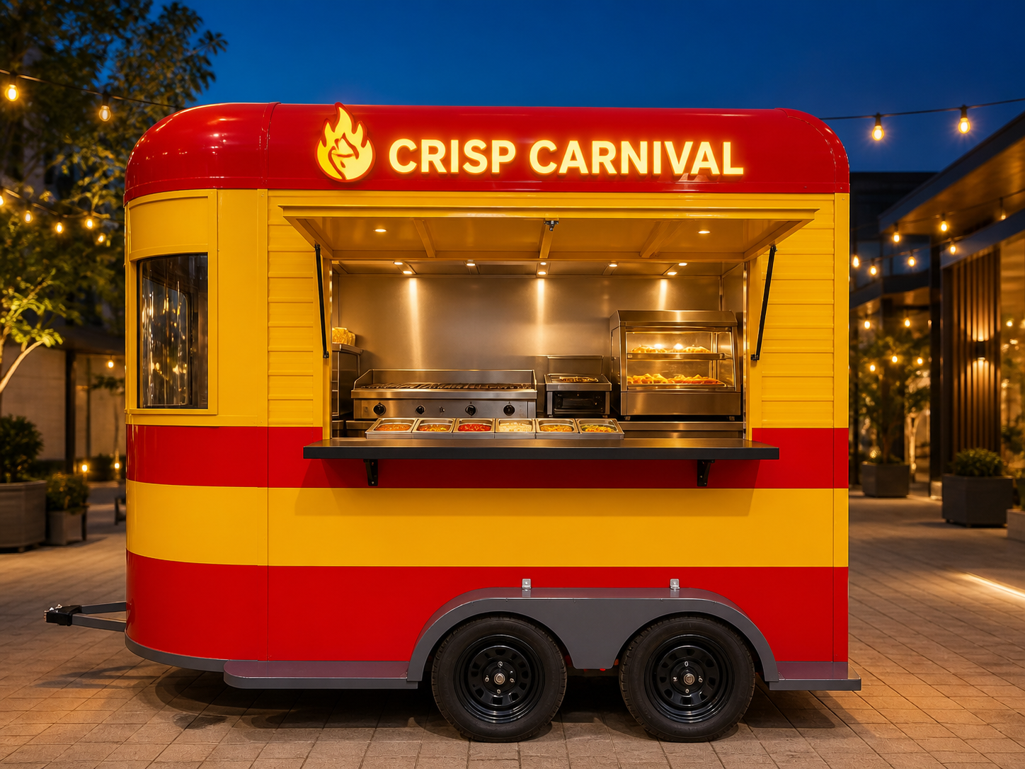 Xe bán đồ ăn di động Mẫu 10 – phối cảnh CRISP CARNIVAL chính diện