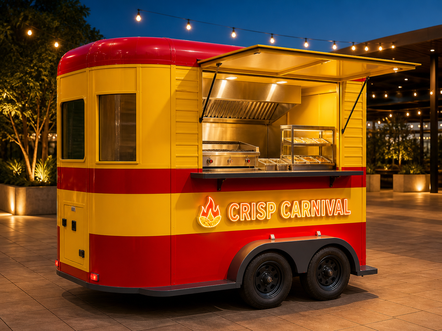 Xe bán đồ ăn di động Mẫu 10 – phối cảnh CRISP CARNIVAL góc sau phải