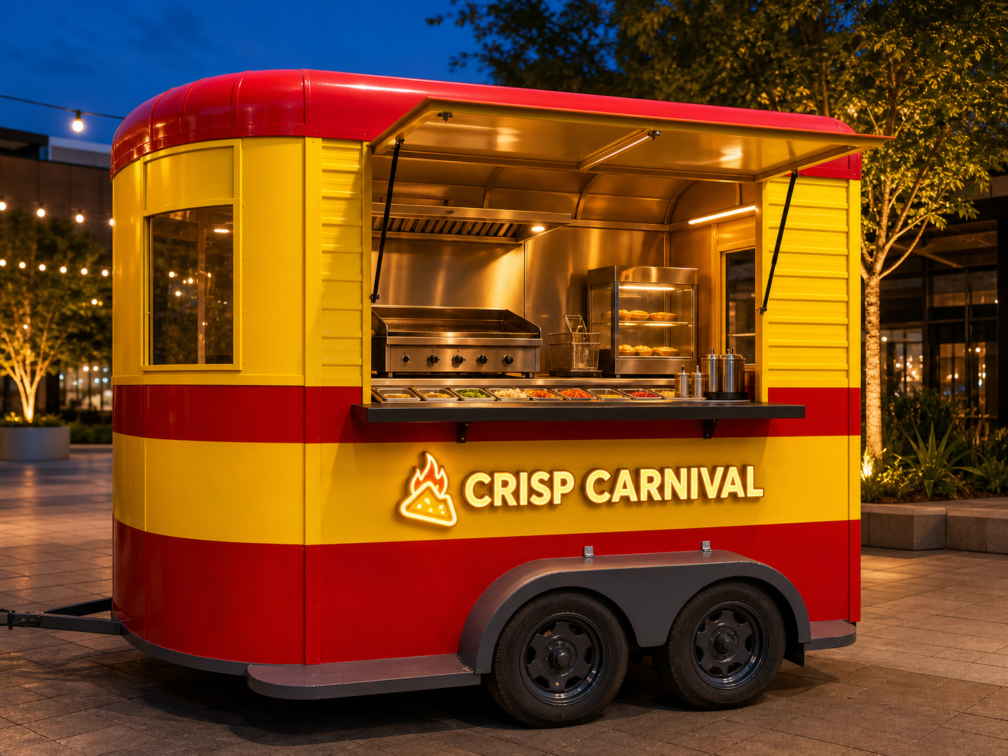 Xe bán đồ ăn di động Mẫu 10 – phối cảnh CRISP CARNIVAL góc bên đối diện