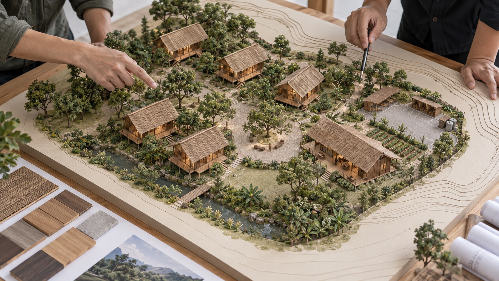 Quy hoạch các căn nhà gỗ trong khu homestay