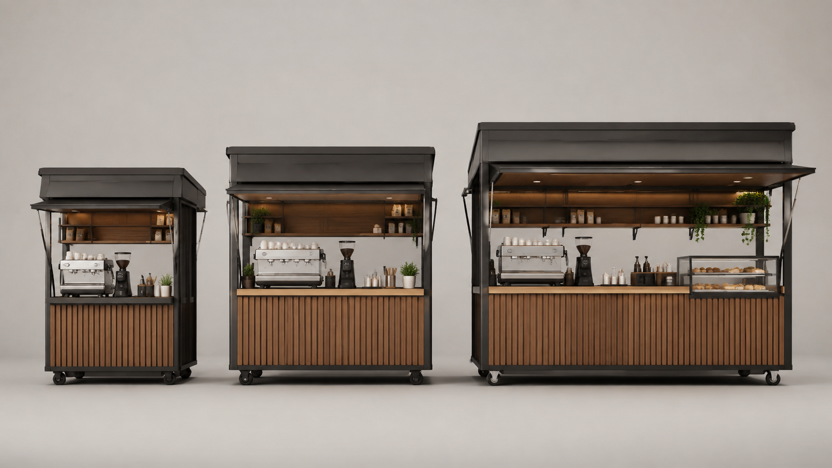 Các kích thước kiot cafe di động tham khảo