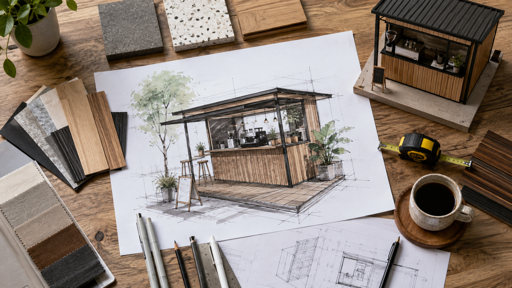 Quy trình chuẩn bị thiết kế kiot cafe di động