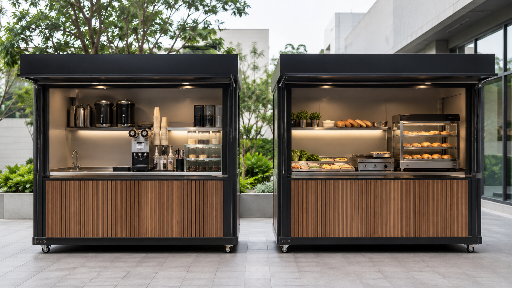 So sánh công năng kiot trà sữa và kiot bánh mì di động