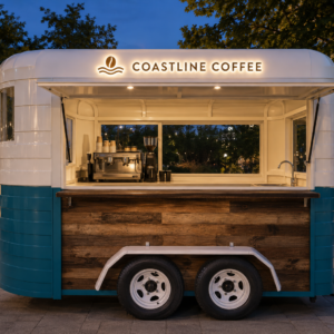 Xe bán cafe Mẫu 11 – phối cảnh COASTLINE COFFEE chính diện