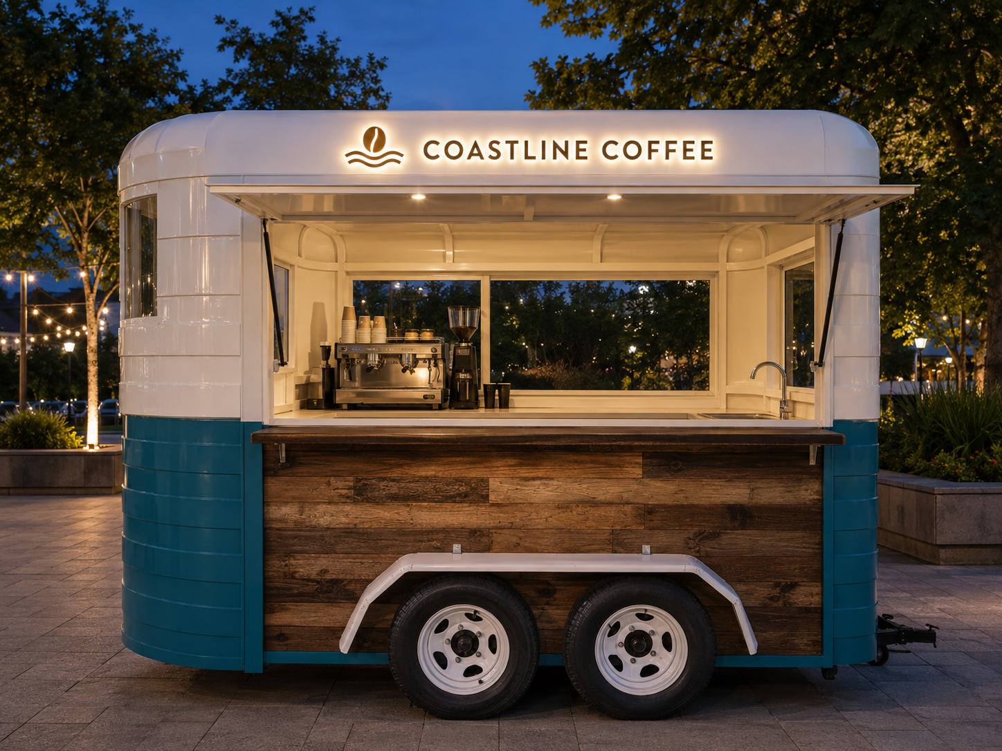 Xe bán cafe Mẫu 11 – phối cảnh COASTLINE COFFEE chính diện