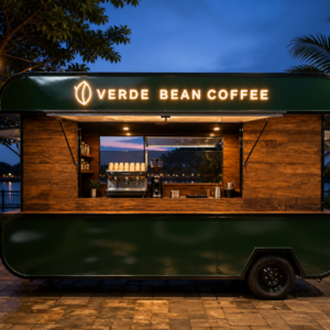 Xe bán cafe Mẫu 12 – phối cảnh VERDE BEAN COFFEE góc quầy chính