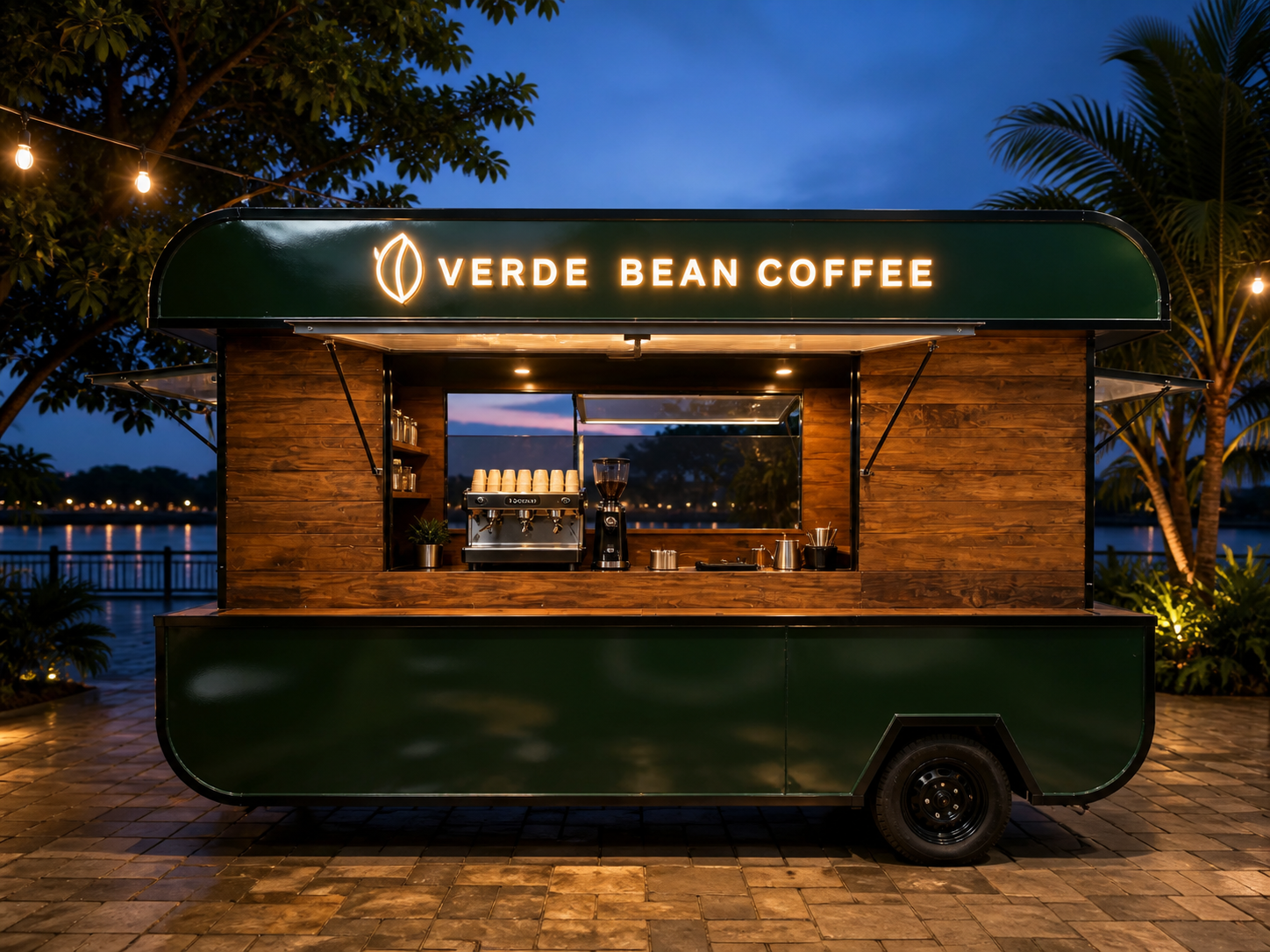 Xe bán cafe Mẫu 12 – phối cảnh VERDE BEAN COFFEE góc quầy chính