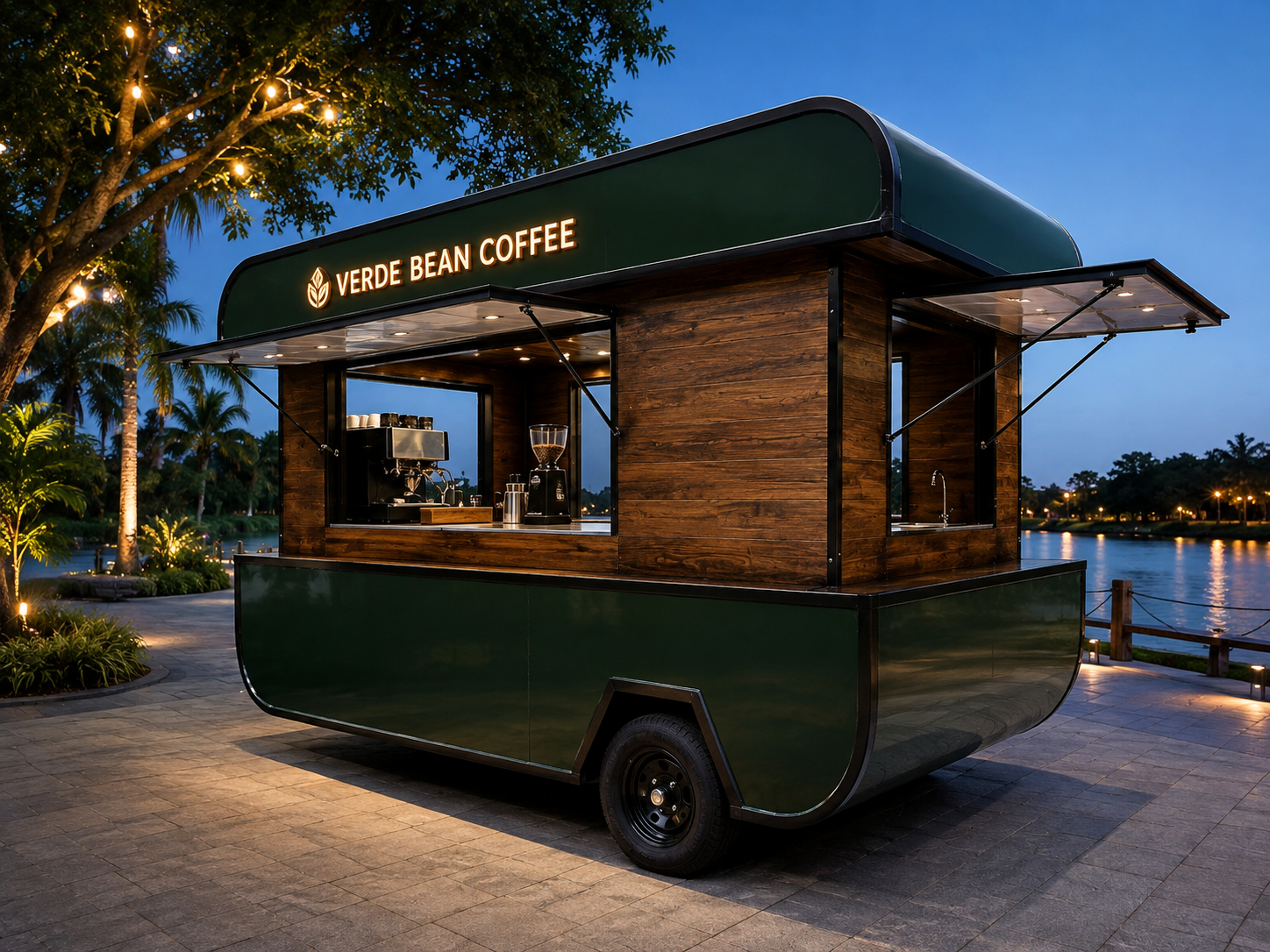 Xe bán cafe Mẫu 12 – phối cảnh VERDE BEAN COFFEE góc đối diện
