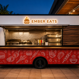 Xe bán đồ ăn Mẫu 15 – phối cảnh EMBER EATS góc quầy chính