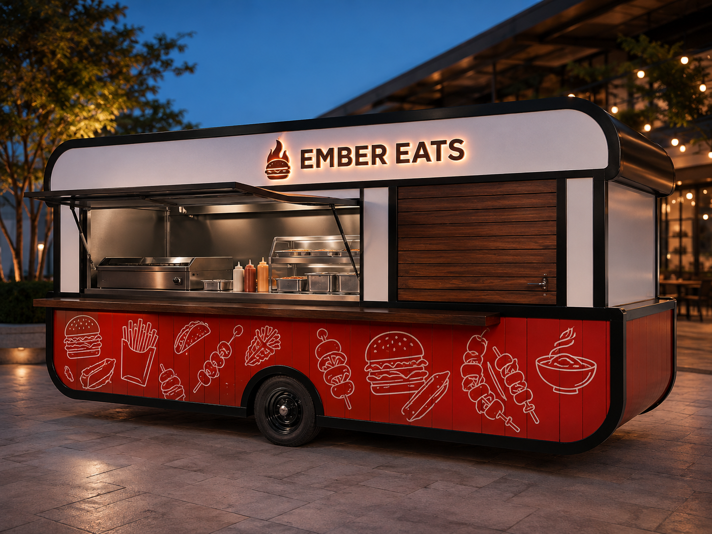 Xe bán đồ ăn Mẫu 15 – phối cảnh EMBER EATS góc đối diện