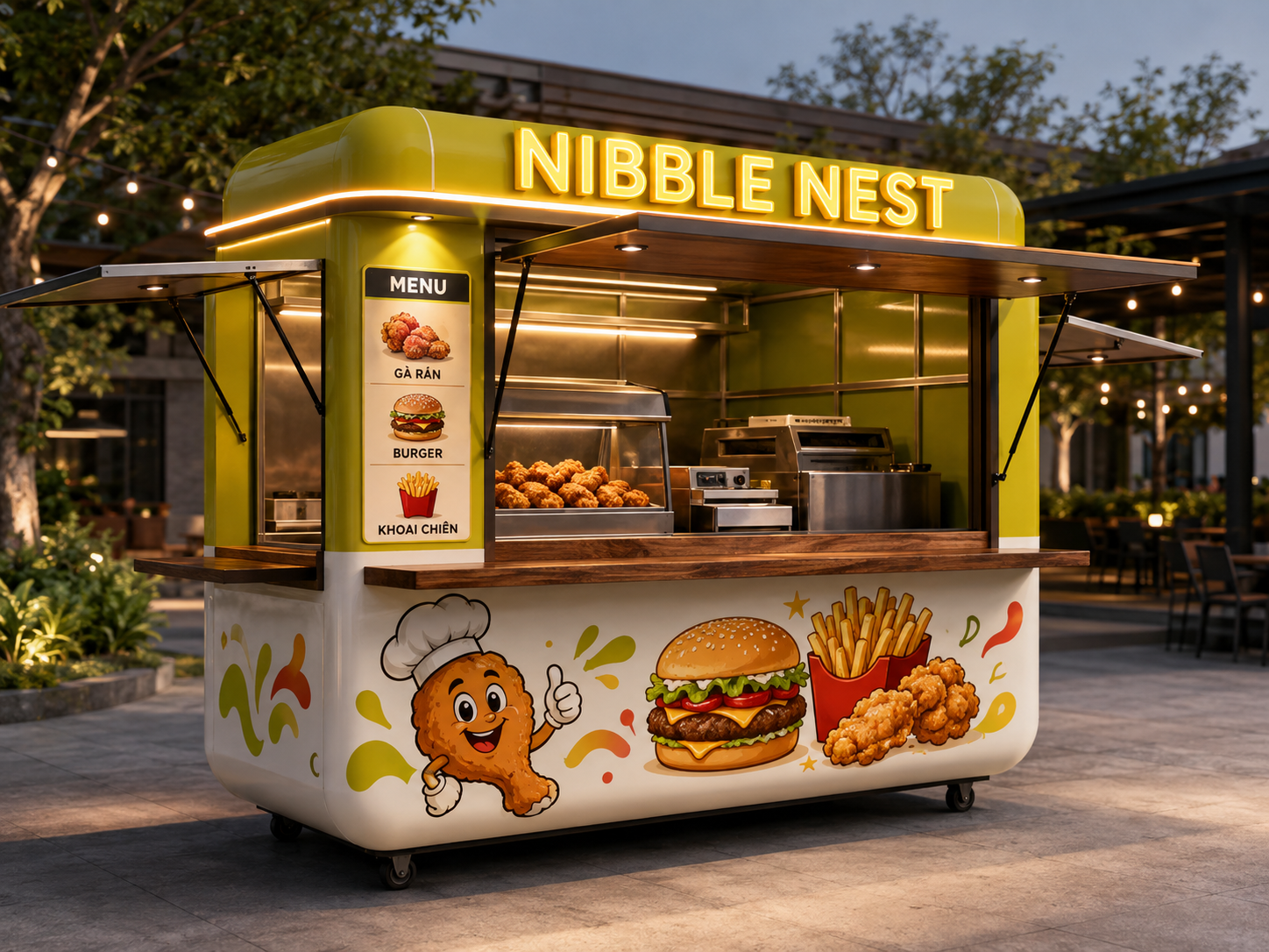 Xe bán đồ ăn NIBBLE NEST Mẫu 17 góc trước trái