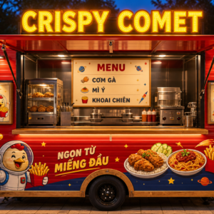 Xe bán đồ ăn CRISPY COMET Mẫu 19 góc quầy chính