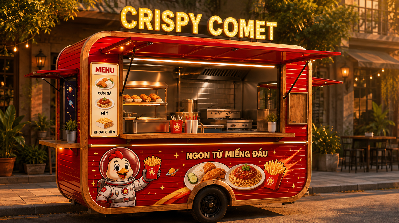Xe bán đồ ăn CRISPY COMET Mẫu 19 góc trước trái