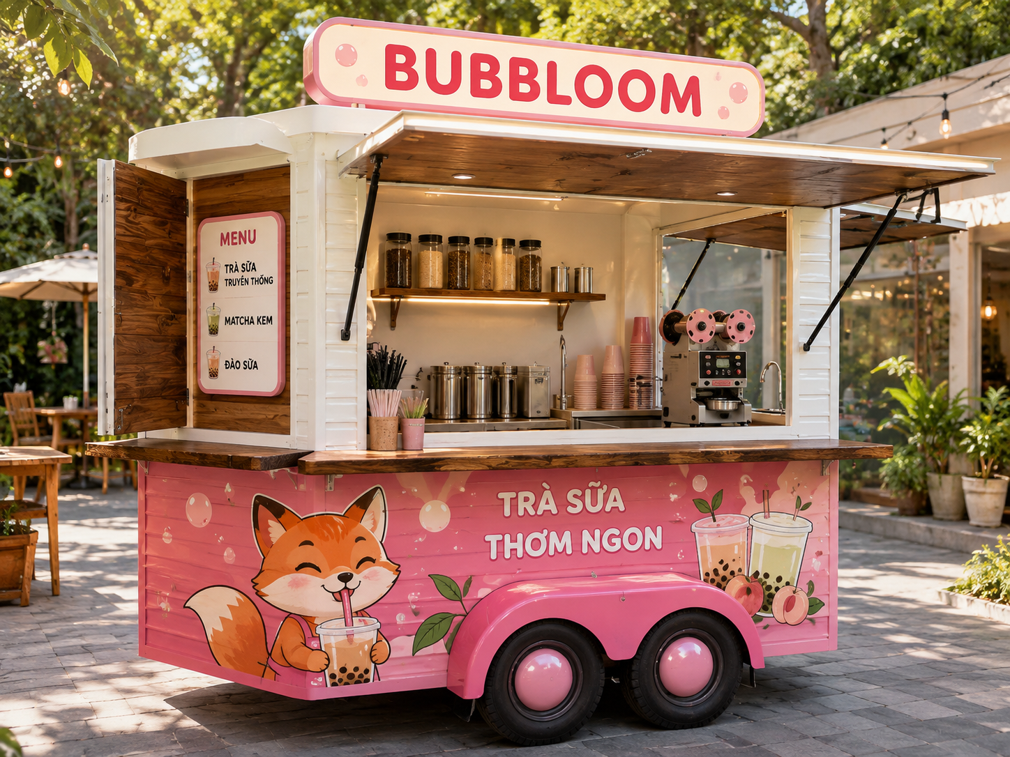 Xe bán trà sữa BUBBLOOM Mẫu 18 góc đối diện