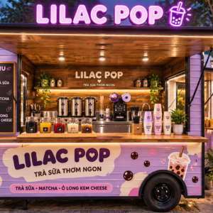 Xe bán trà sữa di động LILAC POP Mẫu 20 góc quầy chính