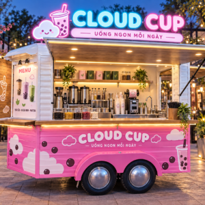 Xe bán trà sữa di động CLOUD CUP Mẫu 21 góc quầy chính