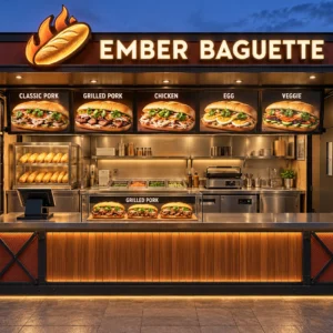 Kiot bán bánh mì Mẫu 27 EMBER BAGUETTE góc quầy chính