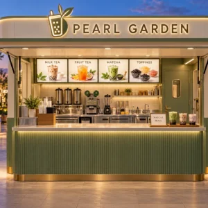 Kiot bán trà sữa Mẫu 22 PEARL GARDEN góc quầy chính