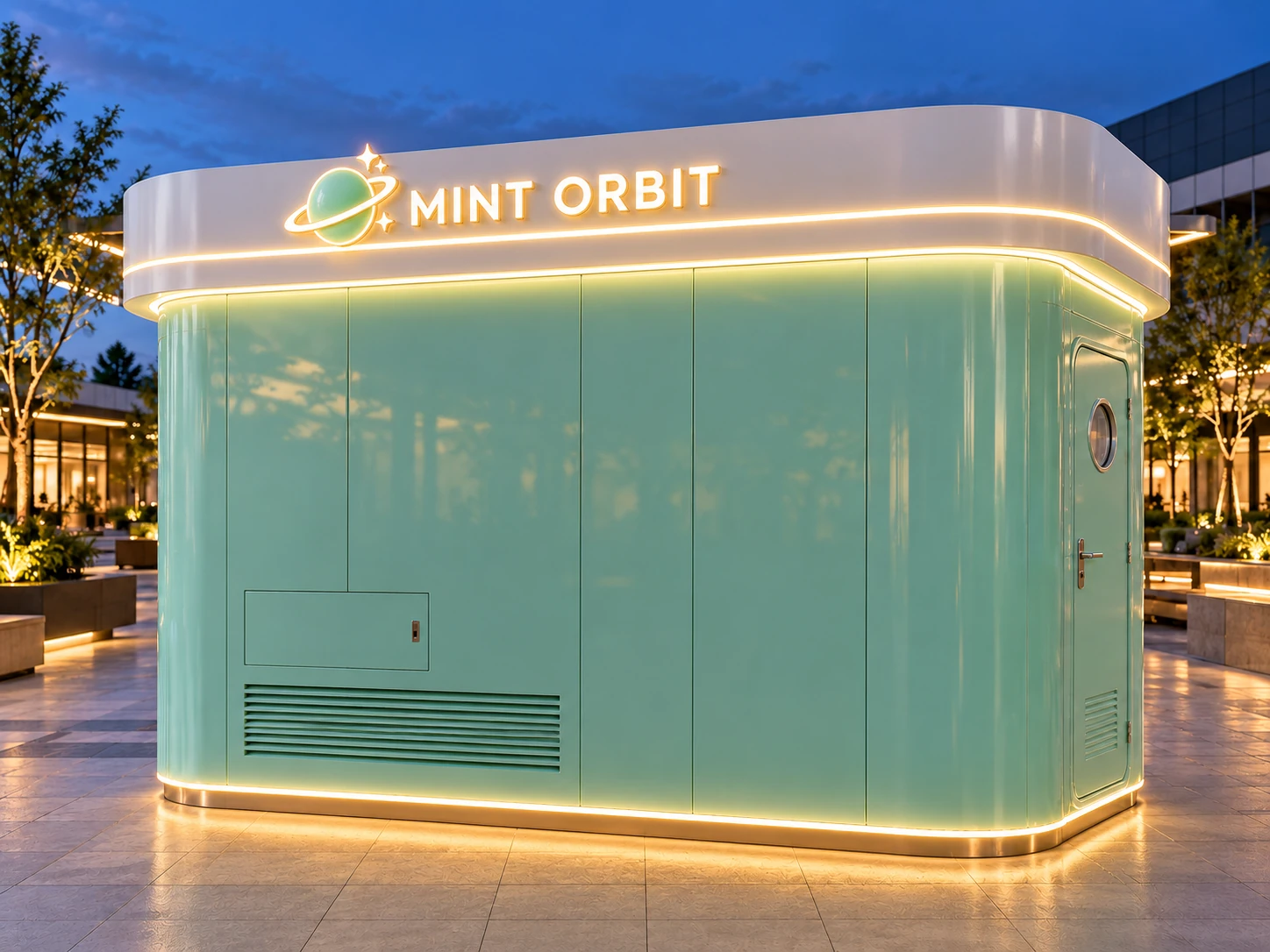 Kiot bán trà sữa Mẫu 26 MINT ORBIT góc sau phải