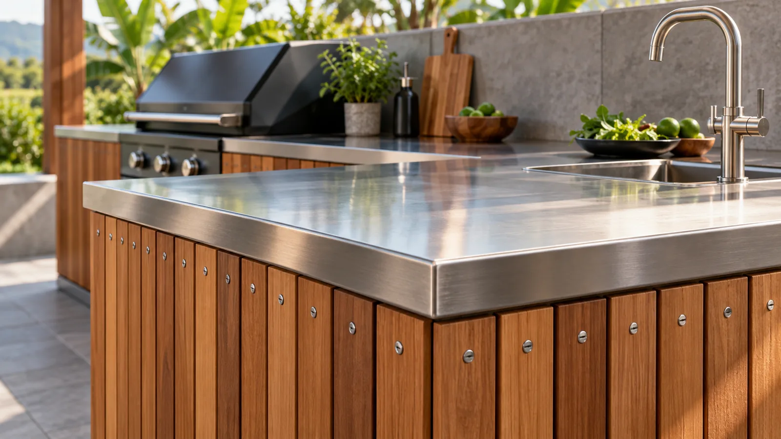 Mặt inox và lớp ốp gỗ có chi tiết tháo kiểm tra