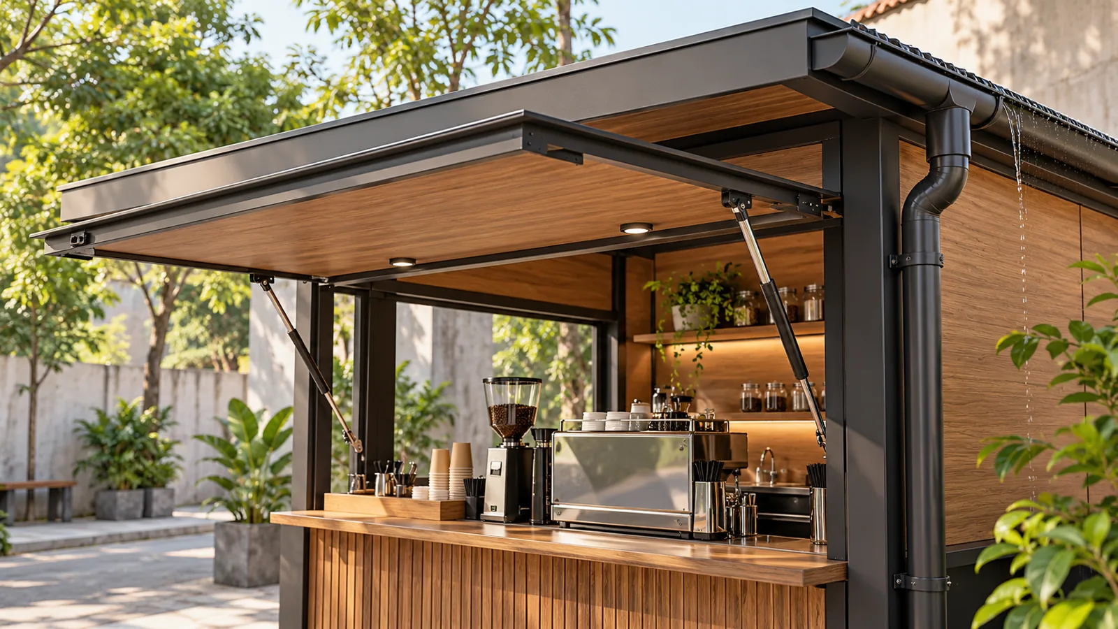 Mép mái, cửa phục vụ và đường thoát nước