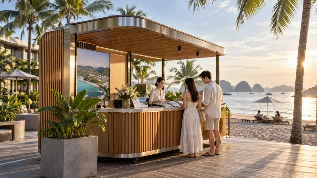 kiot bán hàng ven biển