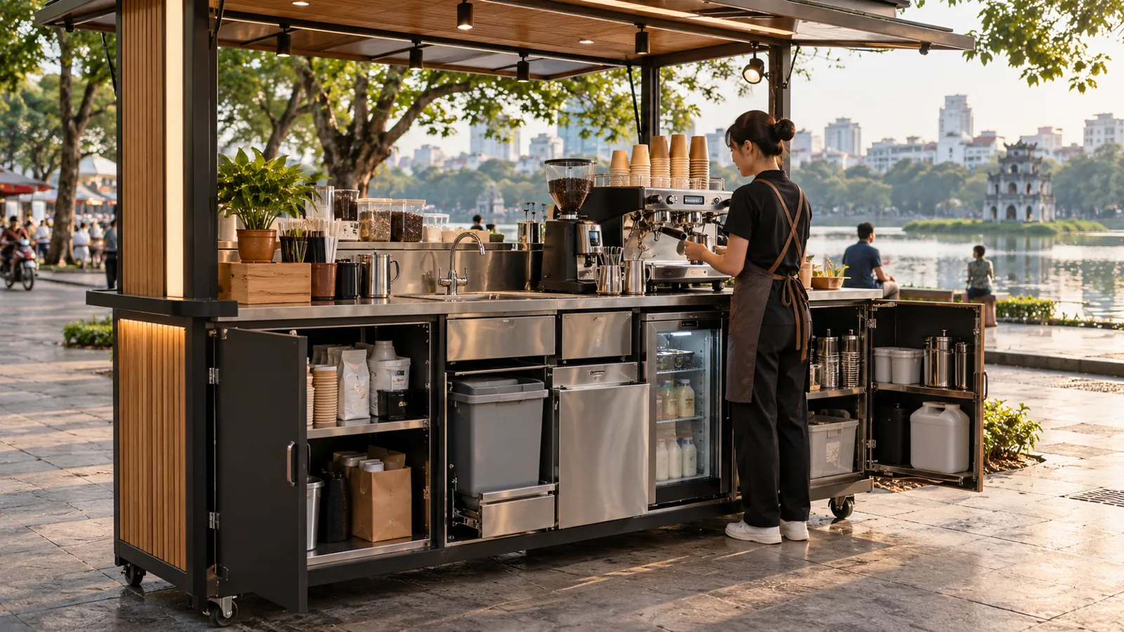 Mặt bàn, khoang chứa và cửa kỹ thuật