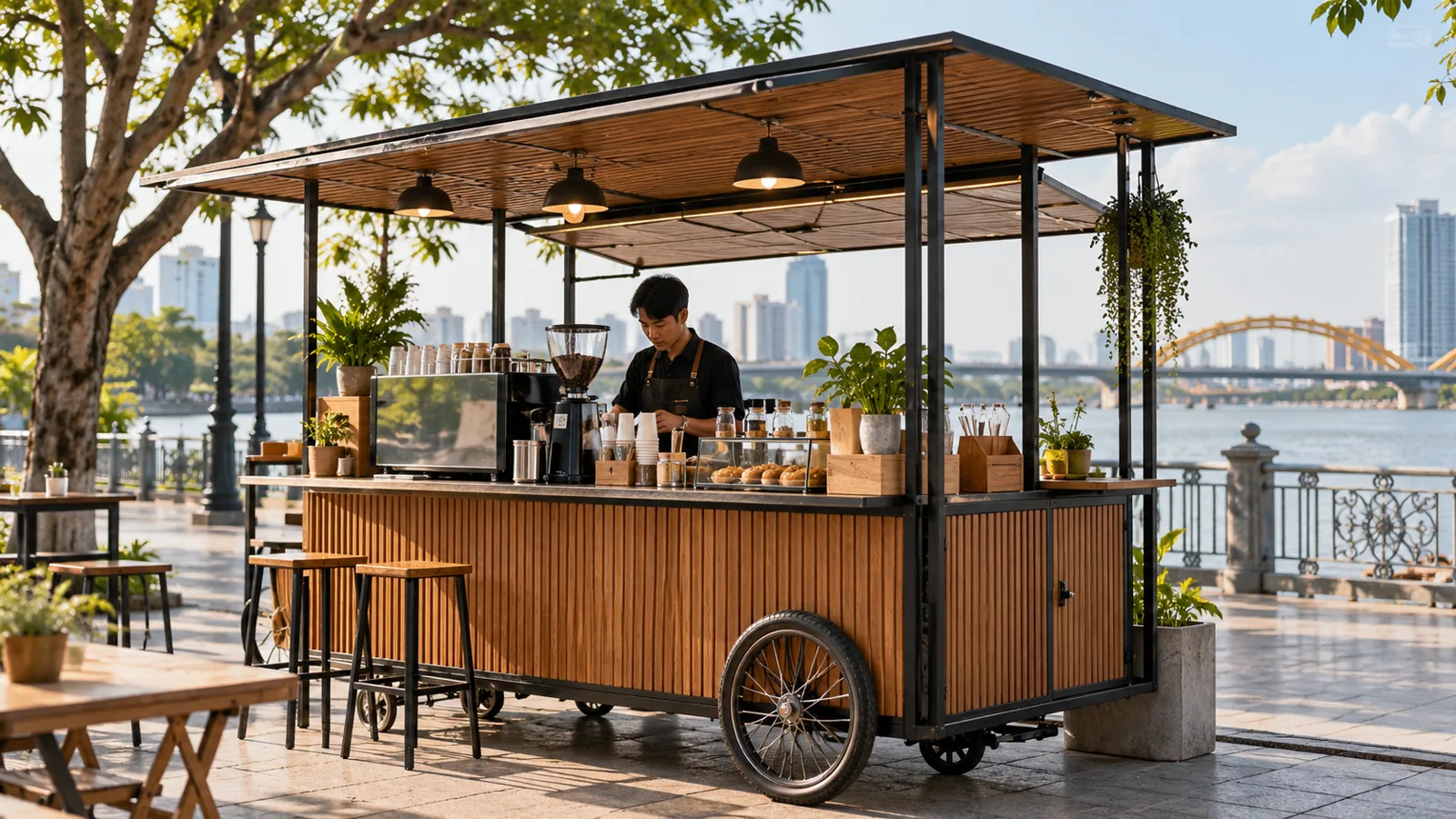 kiot đồ uống có bánh xe