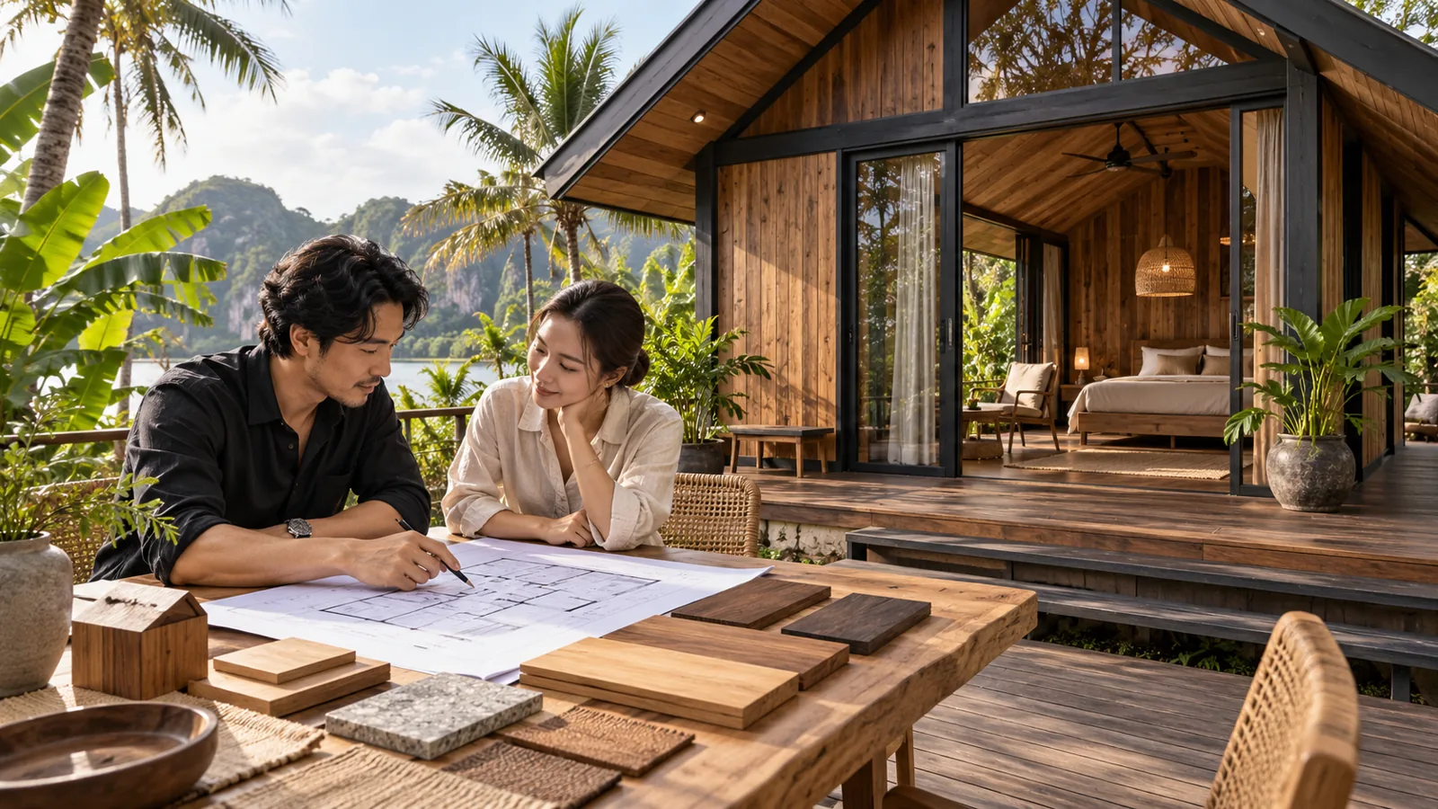 Đối chiếu bản vẽ với mẫu vật liệu
