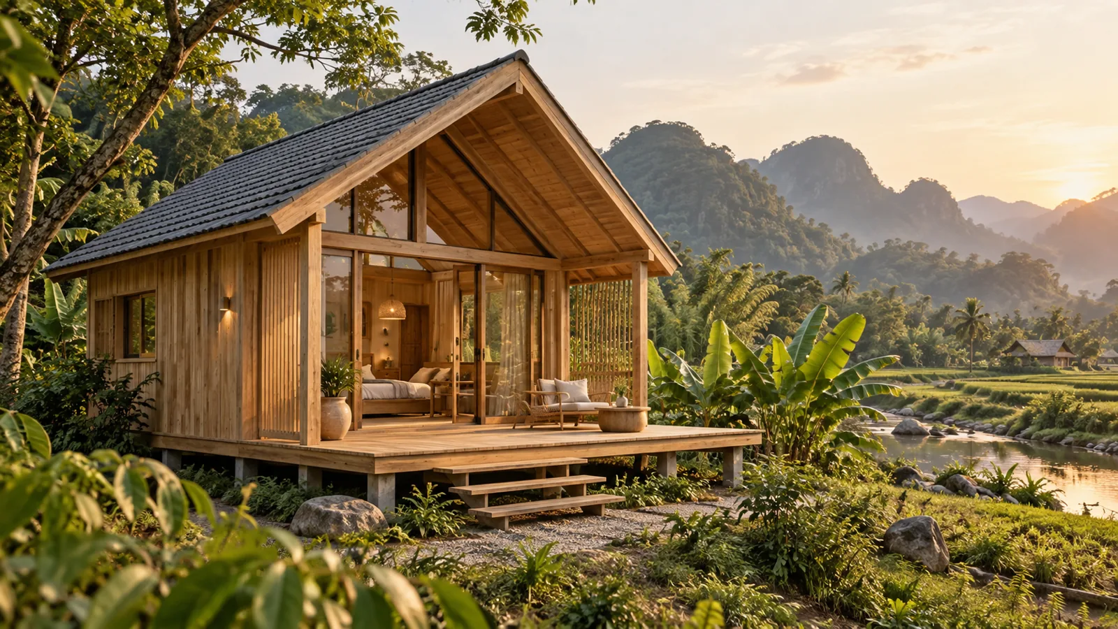 nhà nhỏ mái dốc