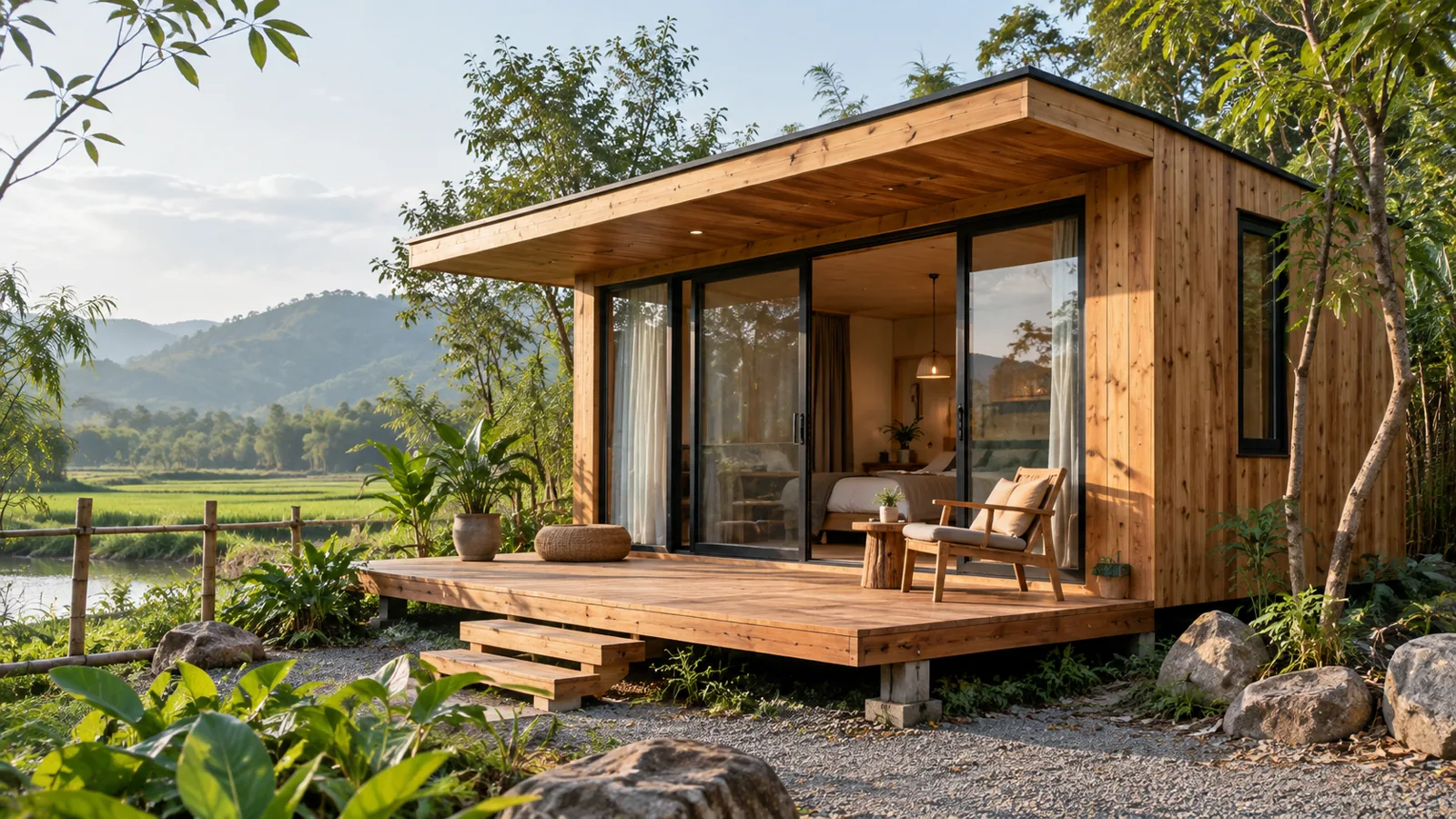 Mẫu studio gỗ với đường nét hiện đại