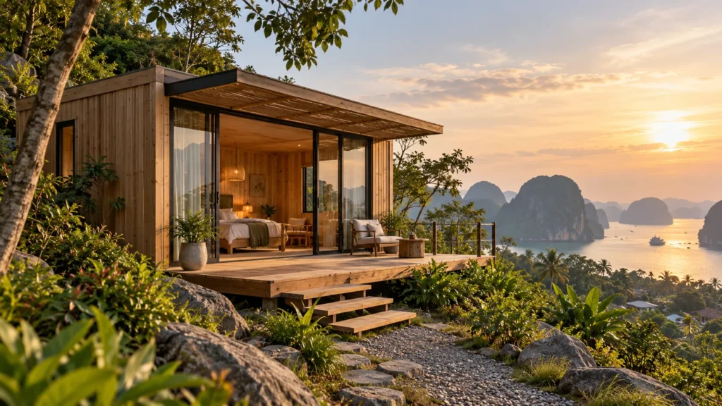 Nhà gỗ nhỏ kết hợp các tiện ích điều khiển