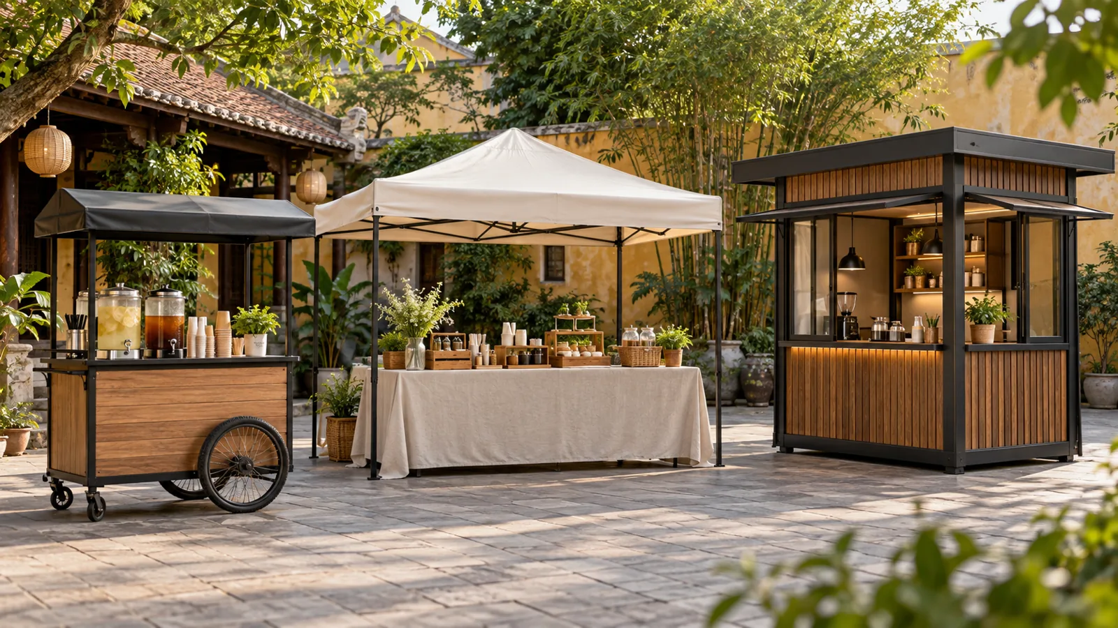 Quầy nước, booth và kiot trong cùng mặt bằng