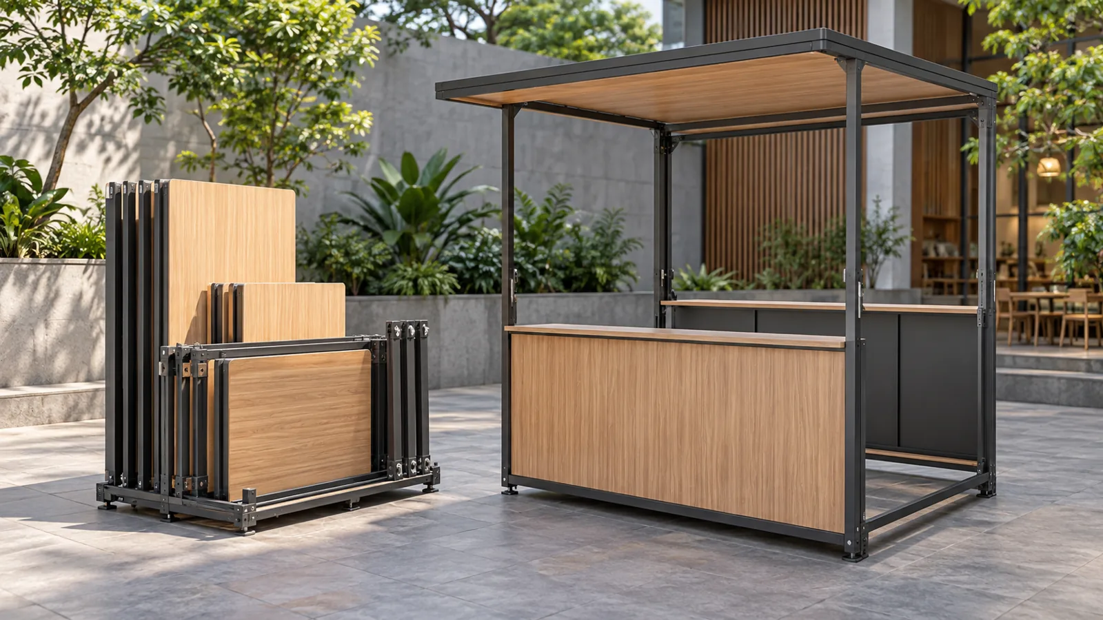 Khung booth và tấm tháo rời khi vận chuyển