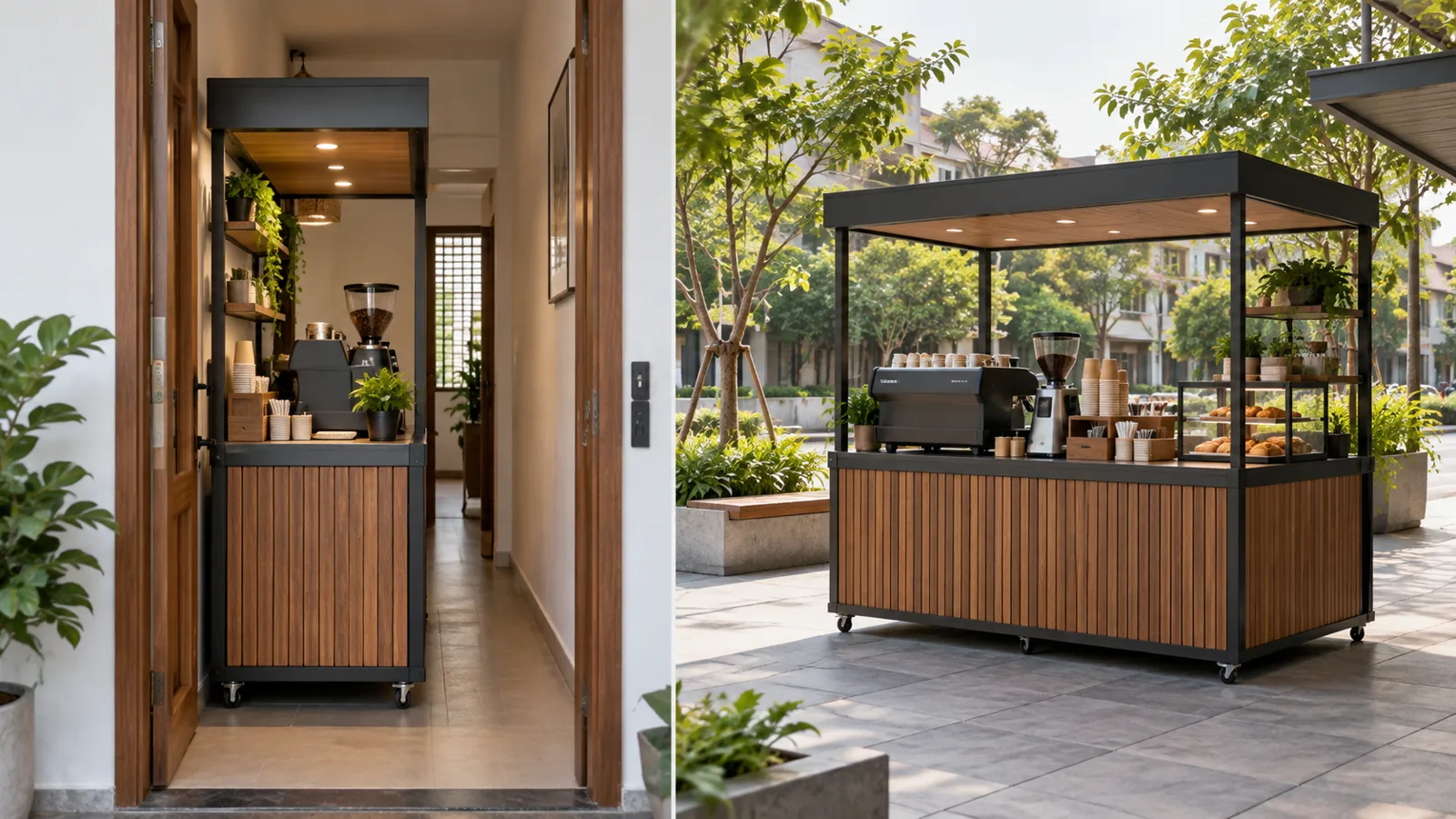 Đối chiếu cửa hẹp với vị trí đặt kiot ngoài sân