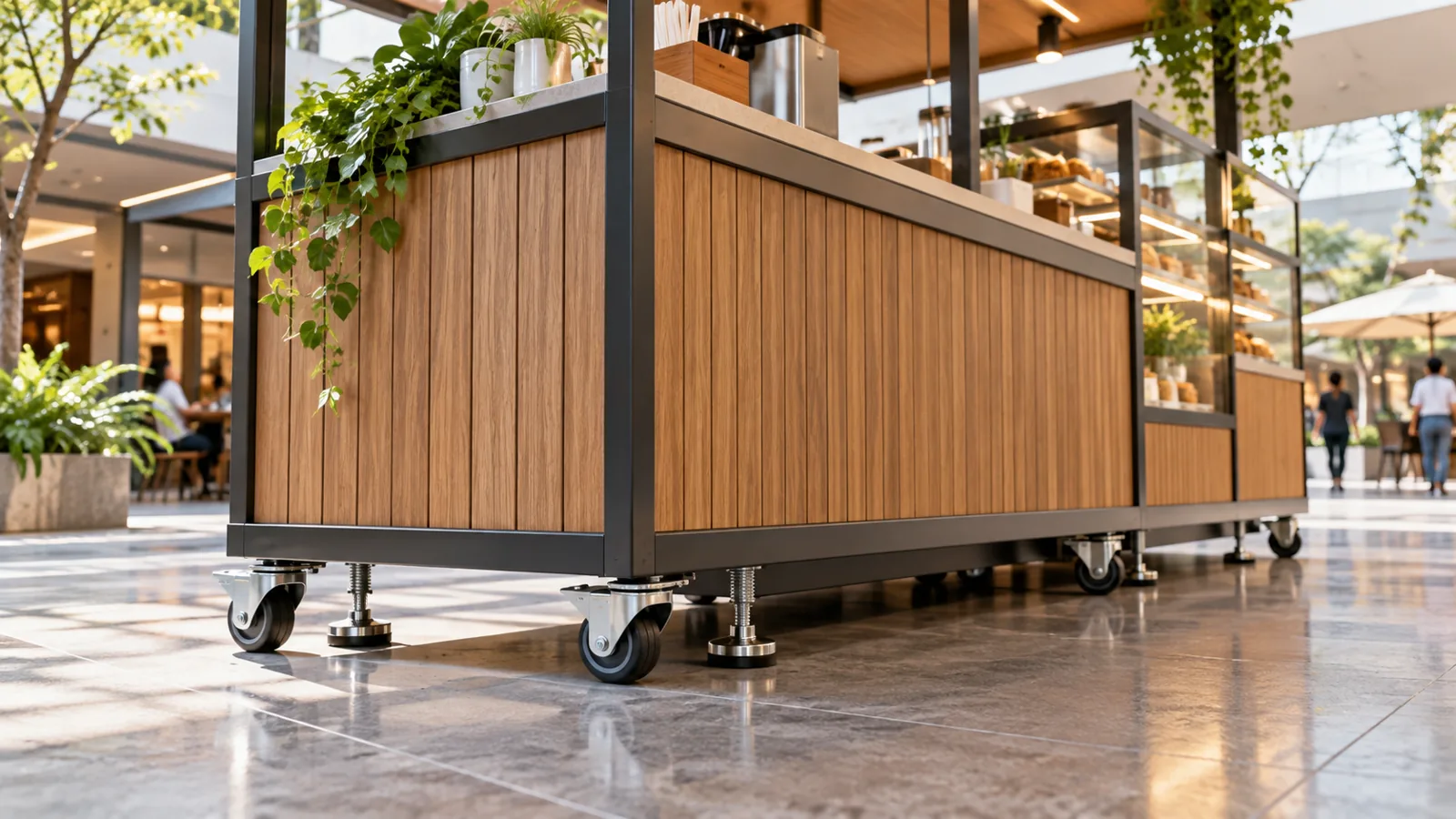 Bánh khóa và chân giữ quầy ổn định