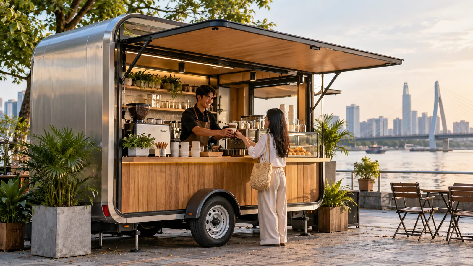 Mái che và cánh mở cửa phục vụ