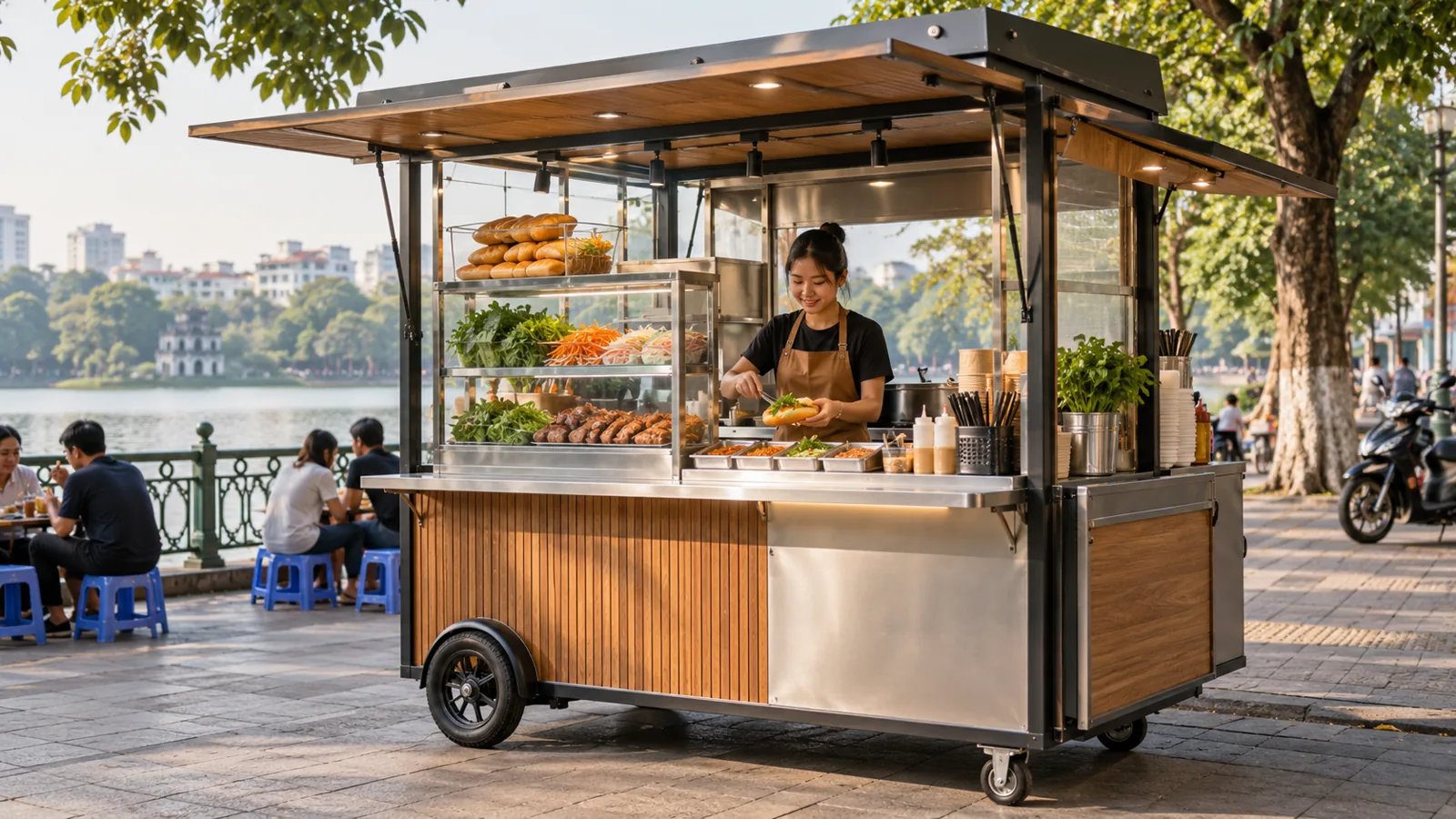 quầy đồ ăn đường phố gọn