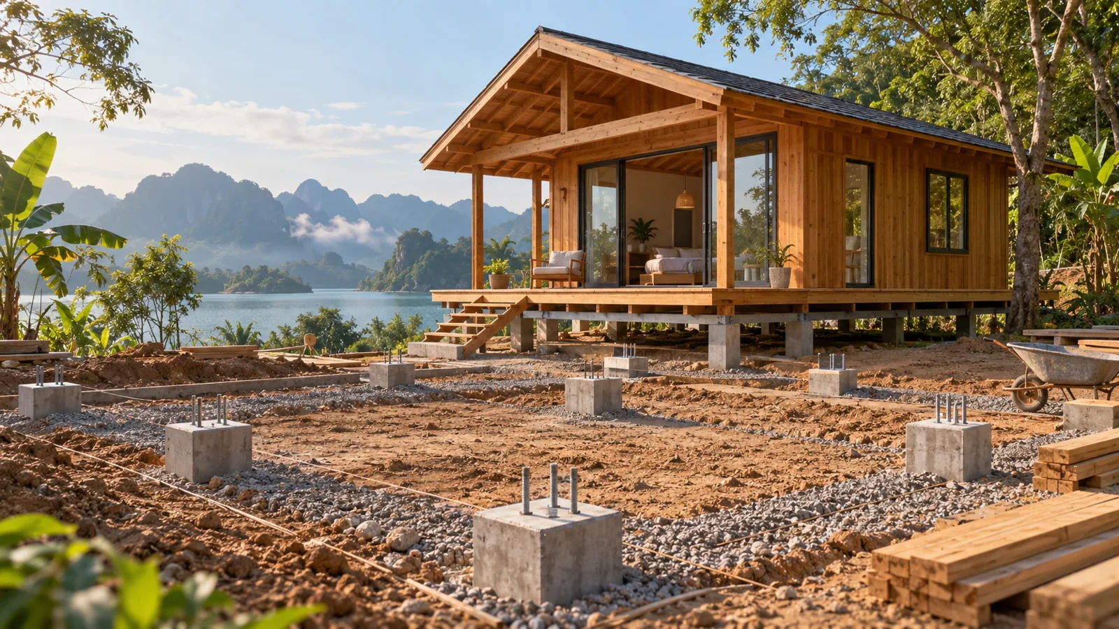 Chuẩn bị nền và điểm đặt chân nhà