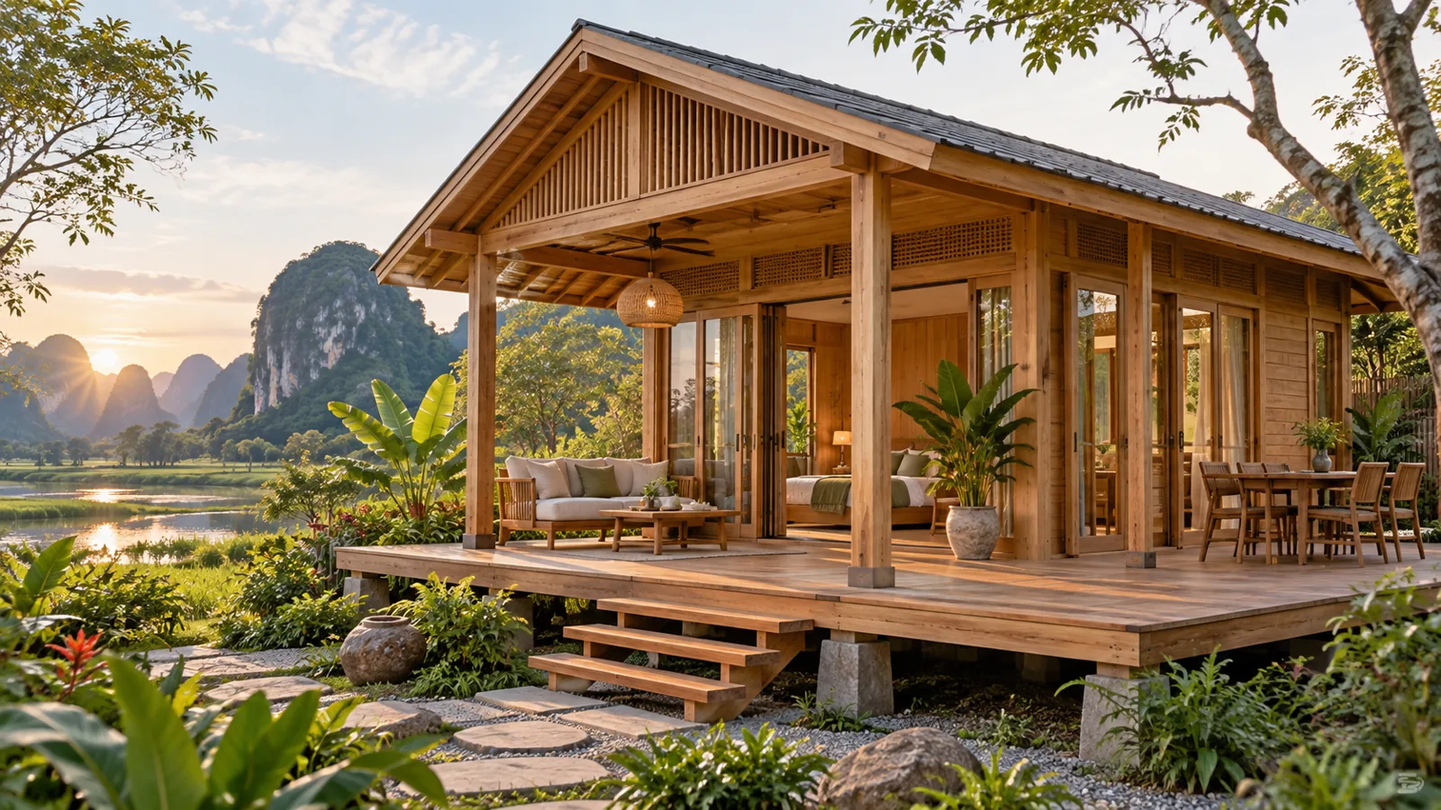 bungalow gỗ cho gia đình