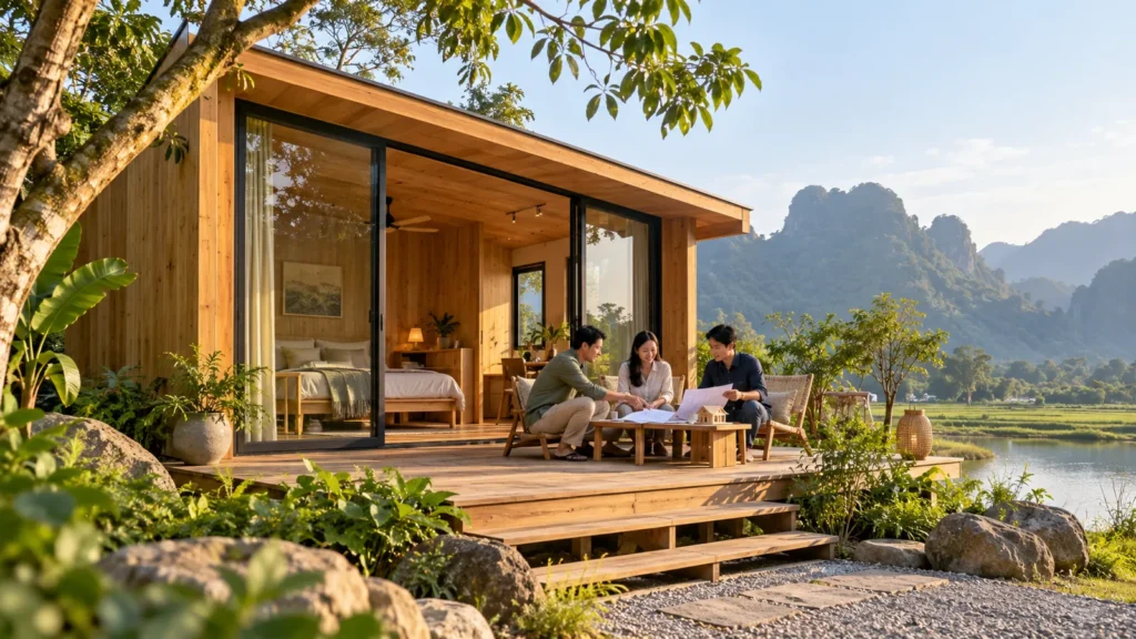 Trao đổi phương án thiết kế nhà gỗ homestay
