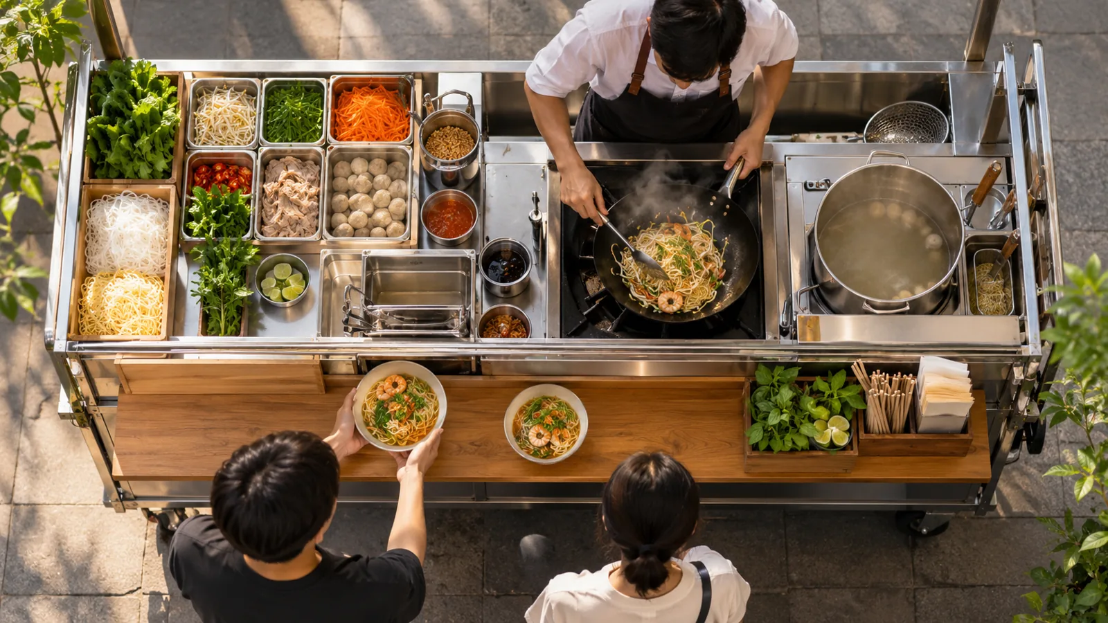 Các vùng chuẩn bị, nấu và giao món