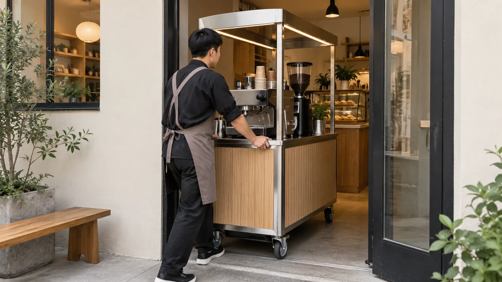 Lối đưa xe qua cửa hẹp của điểm bán